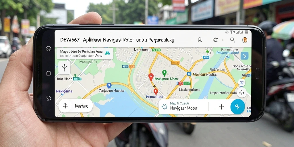 Antarmuka DEWI567 menampilkan peta navigasi motor yang jelas dan informatif.