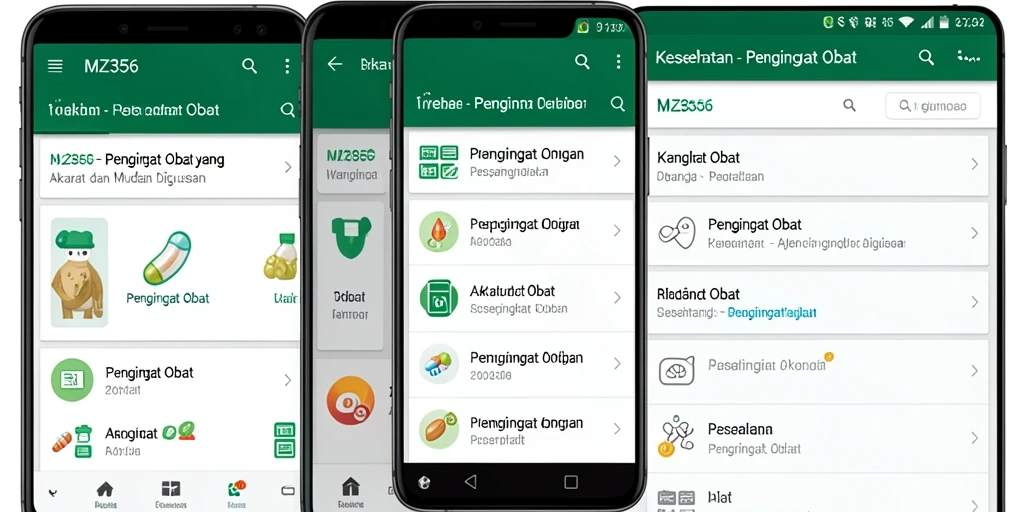 Tampilan antarmuka MZ356 dengan fitur pengingat obat yang mudah digunakan.