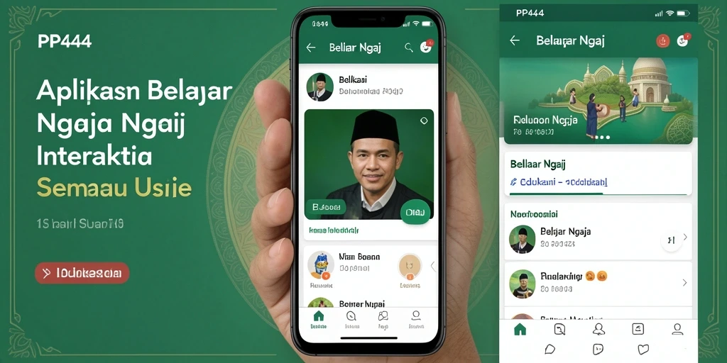 Tampilan antarmuka utama aplikasi PP444 untuk belajar ngaji.