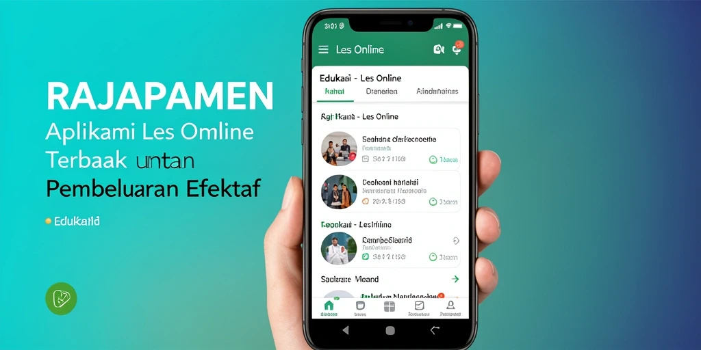 Tampilan antarmuka aplikasi Les Online yang menarik dan interaktif.
