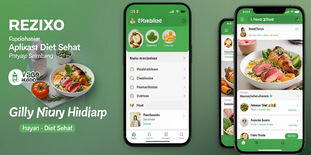 Tampilan antarmuka aplikasi Diet Sehat yang menarik dan informatif.