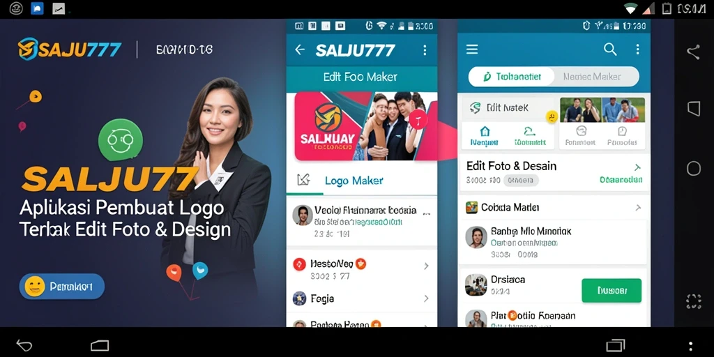Antarmuka SALJU777 menampilkan berbagai opsi desain logo yang menarik.
