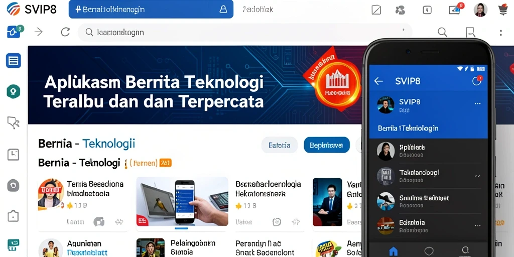 Tampilan antarmuka aplikasi SVIP8 dengan berita teknologi terkini.